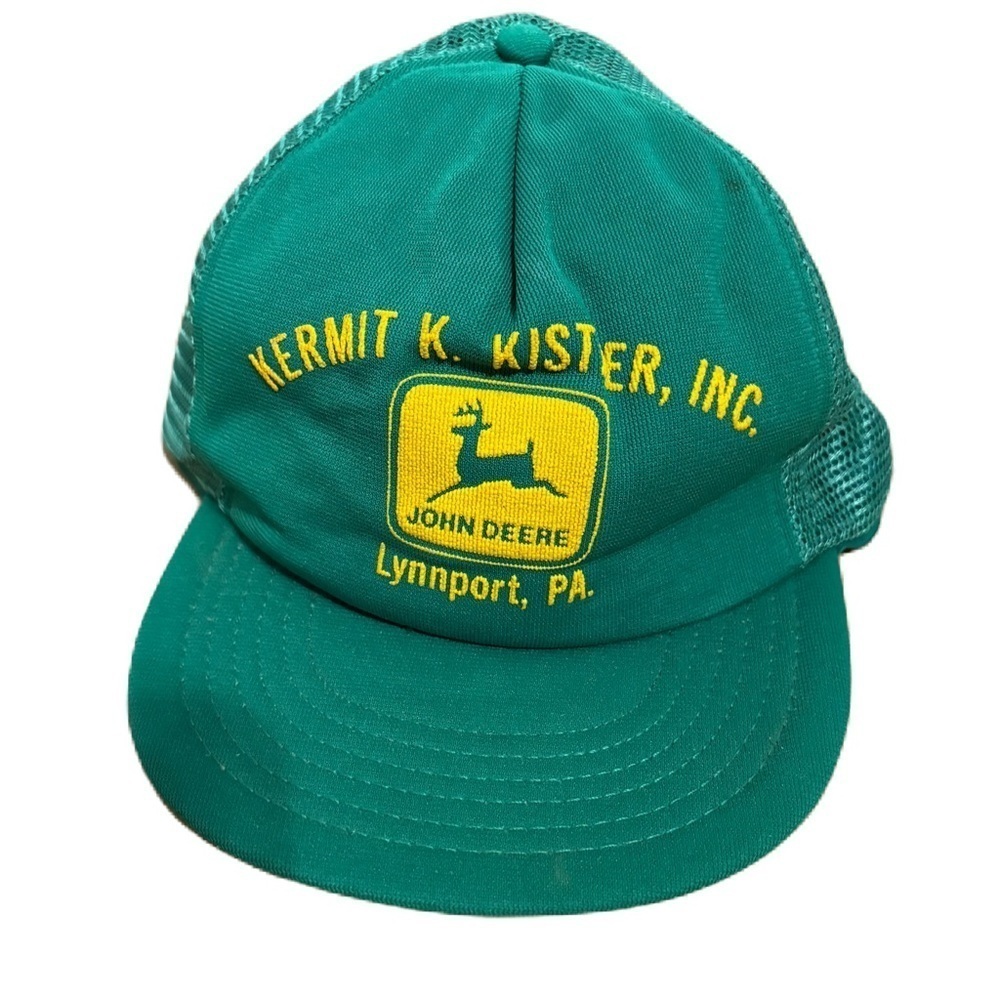 Vintage John Deere Green Trucker Hat Made in USA Mesh Snap Back